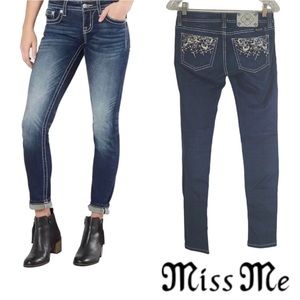 Miss Me Signature Super Skinny Dark Stretchy Embellished Jeans sz 28